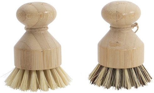 Zero Waste Dish Cleaning Starter Kit, Two Biodegradable Pot and Dish Brushes, Two Natural Loofah Sponges, Bamboo Soap Tray. Kitchen Set for Plates, Fruits, Vegetables, and Cast Iron Cookware