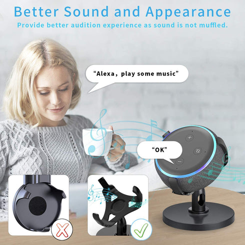?Echo Dot Stand‘ Table Holder for Echo Dot 3rd Generation, 360° Adjustable Stand Bracket Mount, Space-Saving Dot Accessories, No Muffled Sound Original Outlet Hanger for Smart Home Speaker