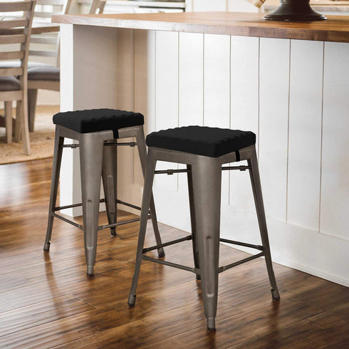 baibu 12 Inches Non Slip Stool Cushion Square, Soft Bar Stool Cushion with Ties Memory Foam Square Seat Cushion for Stackable Kitchen Stools - One Pad Only, Black (12'' (30CM))
