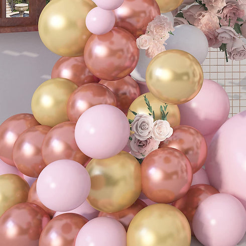 Pink Balloon Arch Kit 140 Pcs, TOPLLON Baby Shower Decorations for Girl with Rose Gold Metallic Baby Pink Balloons Garland for Bridal Shower Birthday Party Decorations