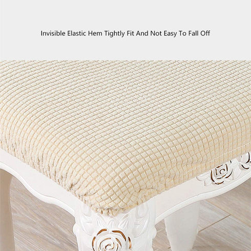 Debruyne 4 Pieces Elastic Rectangle Bar Stool Covers Stretch Vanity Stool Cover Jacquard Chair Seat Slipcovers Counter Stool Cover Saddle Seat Covers Washable for Wooden Metal Bench (Khaki)