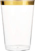 100 Gold Plastic Cups 10 Oz Clear Plastic Cups Tumblers Gold Rimmed Cups Fancy Disposable Wedding Cups Elegant Party Cups with Gold Rim
