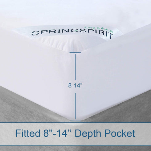 SPRINGSPIRIT Full XL Waterproof Mattress Protector, Cooling Bamboo Full XL Size Mattress Pad Cover, Fitted up to 14''Depth Pocket