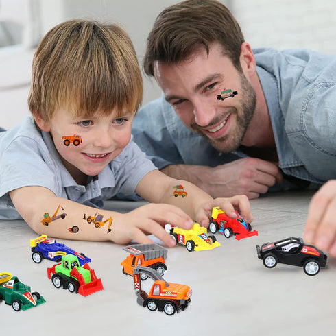 46 Pieces Construction Birthday Party Supplies 12 Construction Party Bags 12 Mini Dump Trucks 12 Truck Stamper 10 Stick-on Easter Tattoos Party Souvenirs for Boys Girls Give Away Classroom Reward