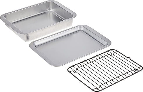 Nordic Ware 3 Piece Naturals Compact Grill and Bake Set, Silver