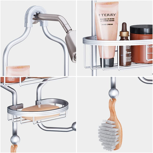 Shower Caddy Over Shower Head,Ewaiira Hanging Shower Caddy Bathroom 3 Tier Shower Caddy Shower Organizer Hanging Shower Caddy Over Shower Head No Rust