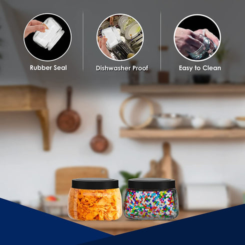 Kitchen Storage Jars Set of 2 34Oz Square Glass Spice Jars with Lids Durable Jar Sets for Kitchen Counter Multipurpose Food Storage Canisters