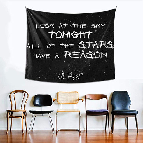 Kassmuly Lil Peep Star Shopping Lyrics Starry Background Decorative Wall Tapestry Bedroom Living Room Dorm Party Decor 60x51 In