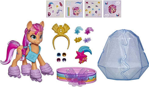 My Little Pony: A New Generation Movie Crystal Adventure Sunny Starscout - 3-Inch Orange Pony Toy, Surprise Accessories, Bracelet (Accessory Colors May Vary)