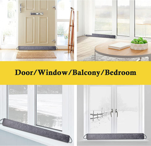 fowong 30 Inch Door Snake Draft Stopper, Under Door Weather Insulator Seal Heavy Duty Decorative Door Guard Energy Saver (Grey)
