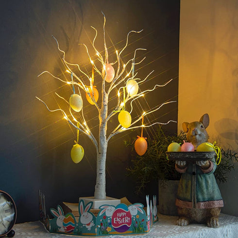 Vanthylit LED Easter Birch Tree Lights with Eggs Battery Powered Centerpiece Decoration Tabletop Tree Light for Home Wedding Holiday