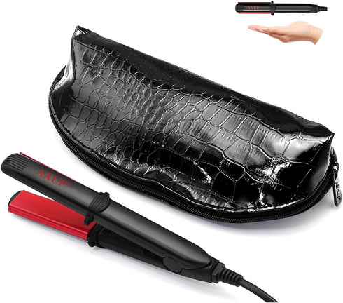 AXUF Mini Dual Deluxe Styler,Mini Flat Iron Add Straighten & Curls Hair Straightener, 3/4 Inch Travel Flat Iron for Short Hair, Curls Bangs