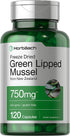 Green Lipped Mussel | 750 mg | 120 Capsules | from New Zealand | Premium Freeze Dried Mussel Powder | Non-GMO and Gluten Free | by Horbaach