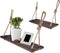Yankario Rope Hanging Floating Shelves, Rustic Wood Wall Decor Swing Shelf with 4 Hooks, Pack of 2