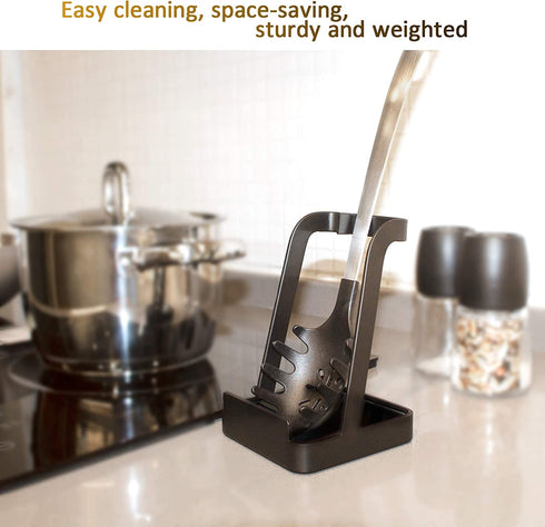 Lords of London Upright Spoon Rest & Crockpot Lid Holder. Vertical Spoon Rest & Lid Holder For Cooking. Use for Ladles, Pot Lids, Tablets & Cookbook