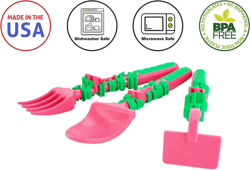Constructive Eating Made in USA Set of 3 Garden Fairy Utensils for Toddlers, Infants, Babies and Kids - Made With Materials Tested for Safety
