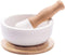 Porcelain Mortar and Pestle Set Pill Crusher, Spice Grinder, Herb Bowl, Pesto Powder Molcajete for Salt - Plus Lid/Non-Slip Base