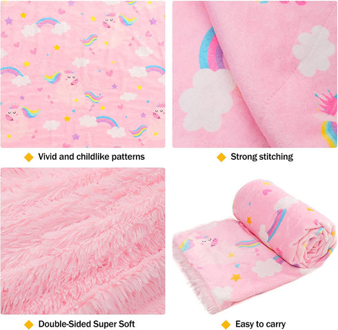 Toneed Soft Throw Blanket for Girls Kids, 50'' x 60'' Fluffy Flannel Warm Blankets for Bed, Plush Washable Decorative Fur Blanket for Room Sofa, Couch and Home Decor