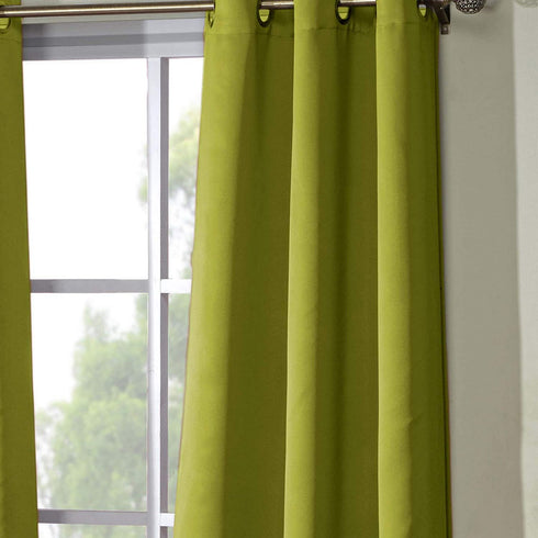 Duck River Textiles - Steyna Solid Faux Silk Textured Blackout Room Darkening Grommet Top Window Curtains Pair Panel Drapes for Bedroom, Living Room - Set of 2 Panels - 38 X 84 Inch - Pistachio