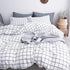 Twin Duvet Cover Set, 2 Piece - 68x90 1200 TC Plain Microfiber Down Quilt Bedding Cover with Zipper Ties for Women Rustic Farmhouse, White Grid