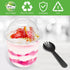 50Pack 12OZ Plastic Cups with Dome Lids and Sporks Plastic Dessert Cups with Lids No Hole Ice Cream Cups Disposable Cups Pudding Cups Parfait Cups Fruit Cups with Lids Clear Plastic Cups PET Plastic