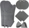 Jumeijia Oven Mitts and Hot Pads Sets, 8Pcs Extra Long Silicone Oven Gloves with Non-Slip Heat Resistant Hot Trivet Mats and Cooking Pinch Mitts Pot Holders Set for Baking Cooking, Grey