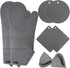 Jumeijia Oven Mitts and Hot Pads Sets, 8Pcs Extra Long Silicone Oven Gloves with Non-Slip Heat Resistant Hot Trivet Mats and Cooking Pinch Mitts Pot Holders Set for Baking Cooking, Grey