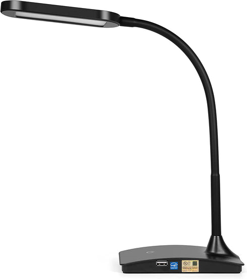 TW Black Desk Lamps for Home Office - Super Bright Small Desk Lamp with USB Charging Port, a Perfect LED Desk Light as Study Lamp, Bedside Reading Lights