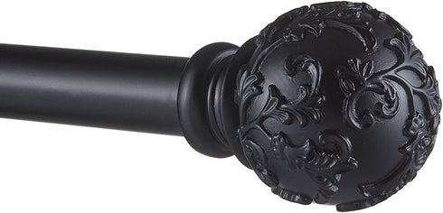 Exclusive Home Curtains ER1015-03 66120 Vine 1" Curtain Rod and Finial Set, 66"-120", Matte Black