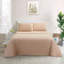 wavveUziz Bed Sheet Set Super Soft 100% Microfiber Sheet 1800 Brushed Microfiber Embroidered Full Size Bed Sheets 16-Inch Deep Pocket - 4 Piece, Beige