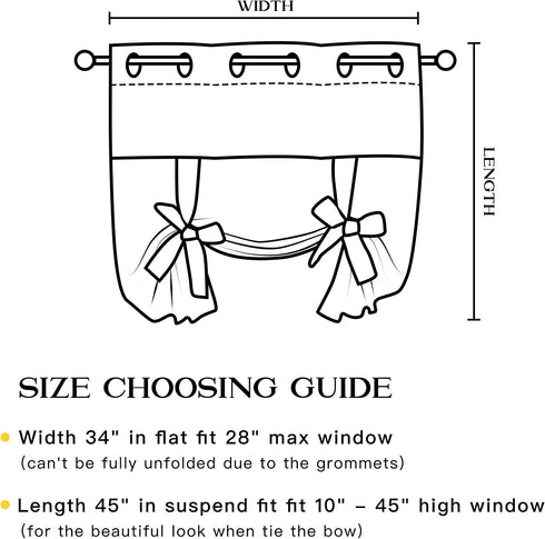 NICETOWN Blackout Curtain Shade for Basement - Roman Tie Up Window Valance Balloon Blind (Grommet Top Panel, 34 inches W x 45 inches L, Biscotti Beige)