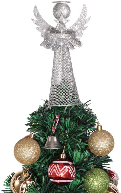 Amosfun Christmas Tree Topper Angel Treetop Silver Angle Tree Topper Christmas Decoration Treetop Figure Christmas Decor Treetop Ornament