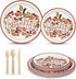 HAIL Thanksgiving Paper Plates Set, Thanksgiving Disposable Dinnerware Set for 10 Guests includes 10 9In Dinner Plates10 7In Dessert Plates and 10 Set Wooden Cutlery -Happy Harvest and Give Thanks