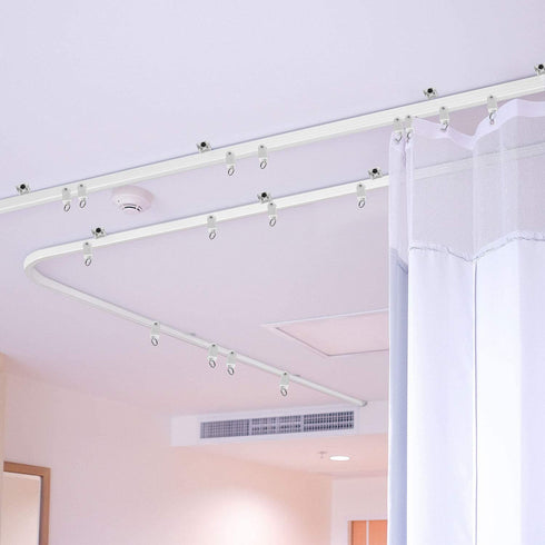 Curved Ceiling Curtain Track Bendable Mount for Curtain Rail Bunk Bed Bay Window Room Divider Flexible Straight (White, 6.5 Feet)