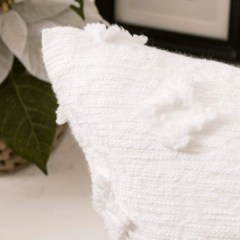 MIULEE Set of 2 Decorative Throw Pillow Covers Rhombic Jacquard Pillowcase Soft Square Cushion Case for Spring Couch Sofa Bed Bedroom Living Room, 18x18 Inch, White