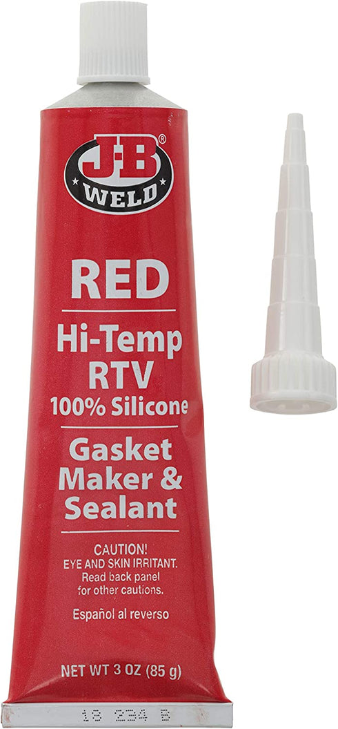 J-B Weld 31314 High Temperature RTV Silicone Gasket Maker and Sealant - Red - 3 oz.