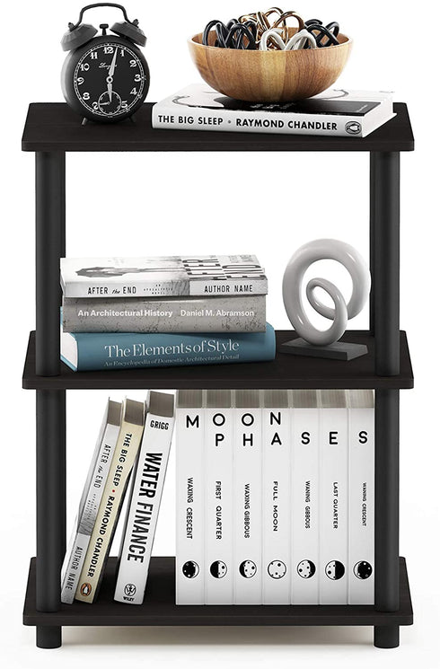 Furinno Turn-N-Tube No Tool 3-Tier Storage Shelf, Narrow, French Oak Grey/Black