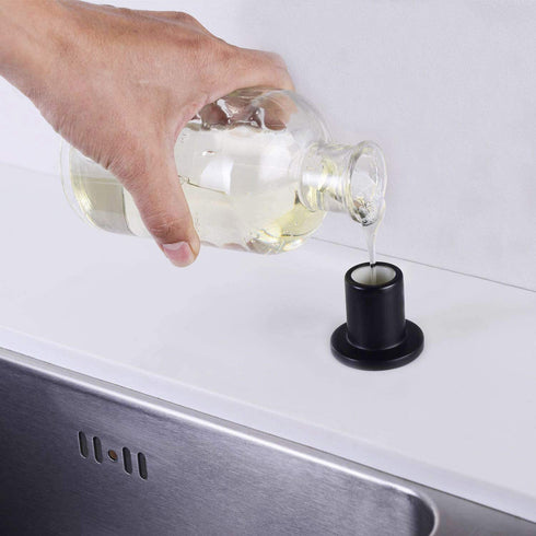 TUTEW Built in Sink Soap Dispenser, Kitchen Sink Soap Dispenser? Lotion Dispenser for Kitchen Sink, Matte Black Stainless Steel Pump Head,Sink Soap Dispenser with 17OZ Bottle