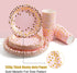 Pink and Gold Party Supplies Disposable Dinnerware Set Serves 25 Gold Dots on Pink Paper Plates Cups and Napkins, Gold Plastic Knives Spoons Forks for Baby Shower Wedding Party Bridal Shower