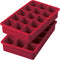 Tovolo Perfect Ice Mold Freezer Tray of 1.25" Cubes for Whiskey Bourbon, Spirits & Liquor, BPA-Free Silicone, Fade Resistant, Set of 2, Cayenne