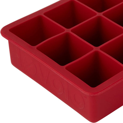 Tovolo Perfect Ice Mold Freezer Tray of 1.25" Cubes for Whiskey Bourbon, Spirits & Liquor, BPA-Free Silicone, Fade Resistant, Set of 2, Cayenne