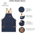 RockyToy Chef Apron with Cross Back Straps for Men Women, Cotton Canvas Apron for Artists Painting, Kitchen Cooking