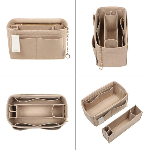 Purse Organizer Insert, Felt Purse Organizer with Zipper and Sewn Bottom Insert, Fit Speedy Neverfull Gracefull, Tote, Handbag, 5 Sizes (X-Large, Beige)