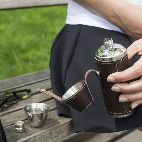 Kikkerland Leather Flask