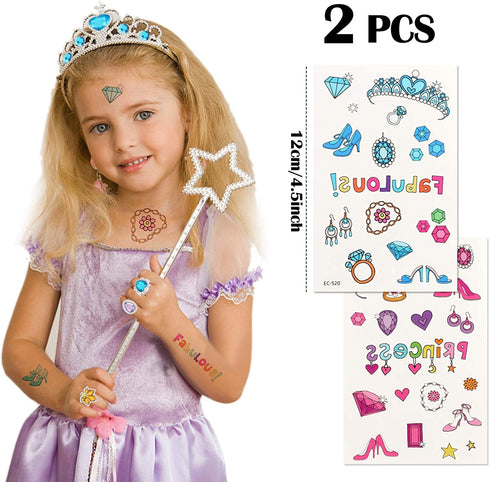 50 Pcs Princess Pretend Jewelry Toy Princess Crowns Wands Rings Princess Dress Up for Girl Princess Party Supplies