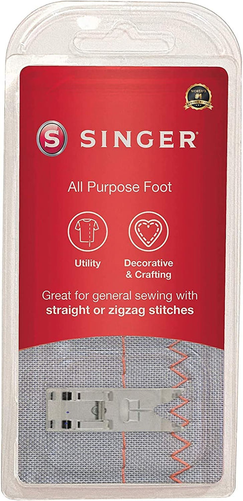SINGER | All Purpose Presser Foot, Utility & Decorative Stitches, Wide Needle Slot Up to 7mm Stitch Width - Sewing Made Easy