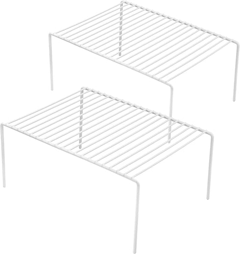 iPEGTOP Freezer Cabinet Storage Shelf Rack, Medium (13 x 9.4 Inch) Steel Metal Frame Kitchen Organizer Space Saver for Fridge Pantry Shelves Counter - 2 Pack