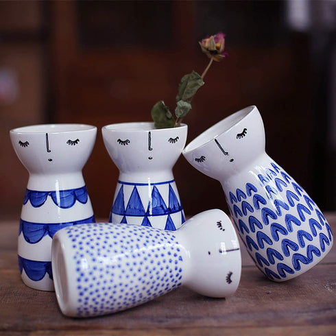 Senliart White Ceramic Vase, Small Flower Vases for Home Décor, 5.9 X 3.2 (Polka Dot)