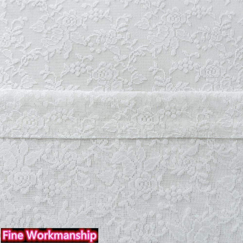 Pure White Floral Rose Knitted Woven Lace Sheer Curtains Panel 63 Long - Rod Pocket Vintage Window Sheer Lace Drapes for Living Room Curtains 52 x 63 inch Length, Set of 2 Panels