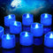 Homemory 24PACK Blue Tea Lights Candles, Flameless Flickering LED Candles Battery Operated, Navy Blue Tea Lights, Blue Base, Batteries Included